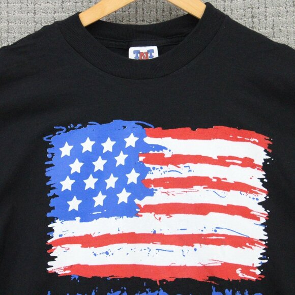 Vintage TNT Shirt Mens XL Black Short Sleeve USA Flag Let Freedom Ring Graphic - Picture 5 of 10